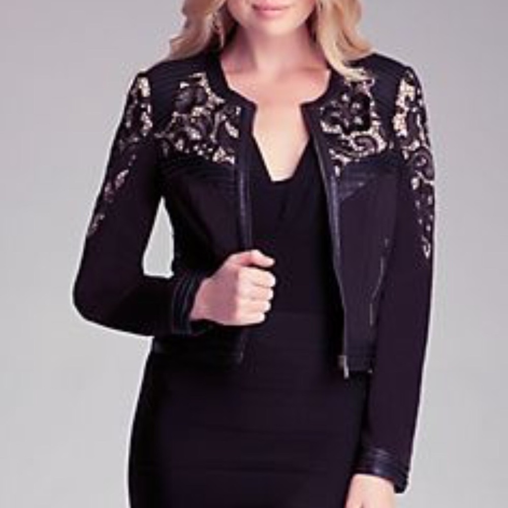BEBE Lace Zip Up Jacket